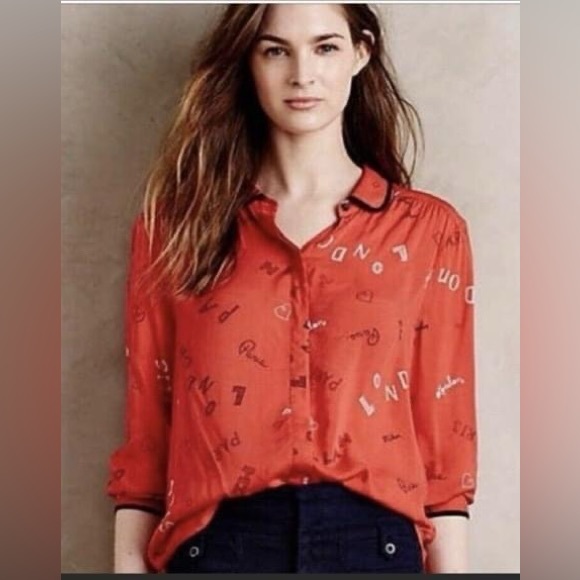 Maeve Tops - Maeve top from Anthropologie size 8 (M) Paris Hearts